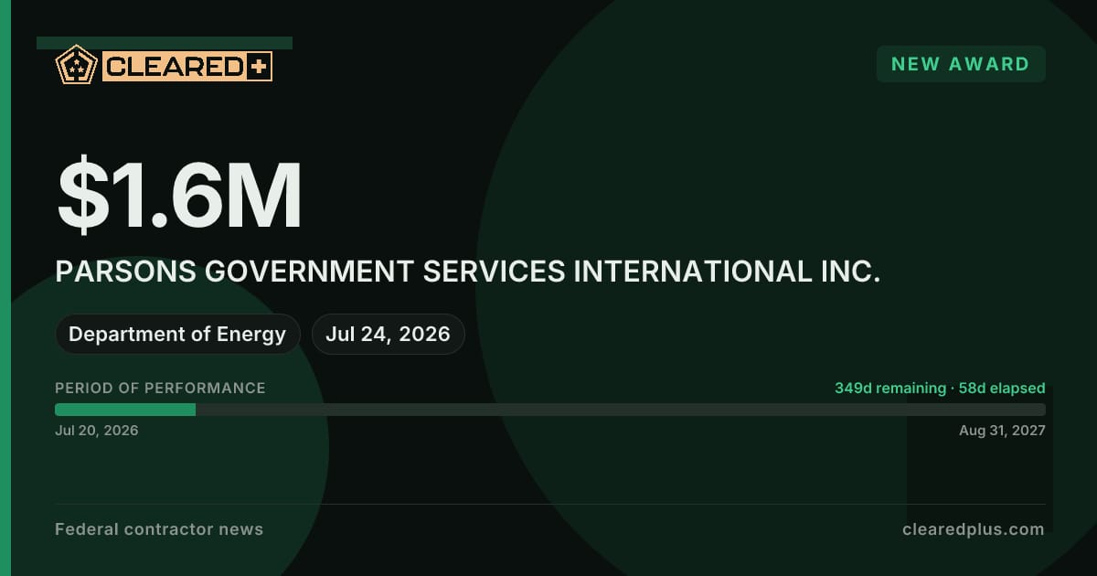 Parsons Government Services International Inc. received a new task order graphic