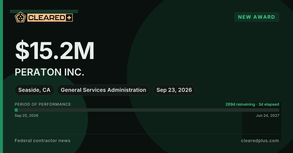PERATON INC. has been awarded a new contract by the General Services Administration graphic.