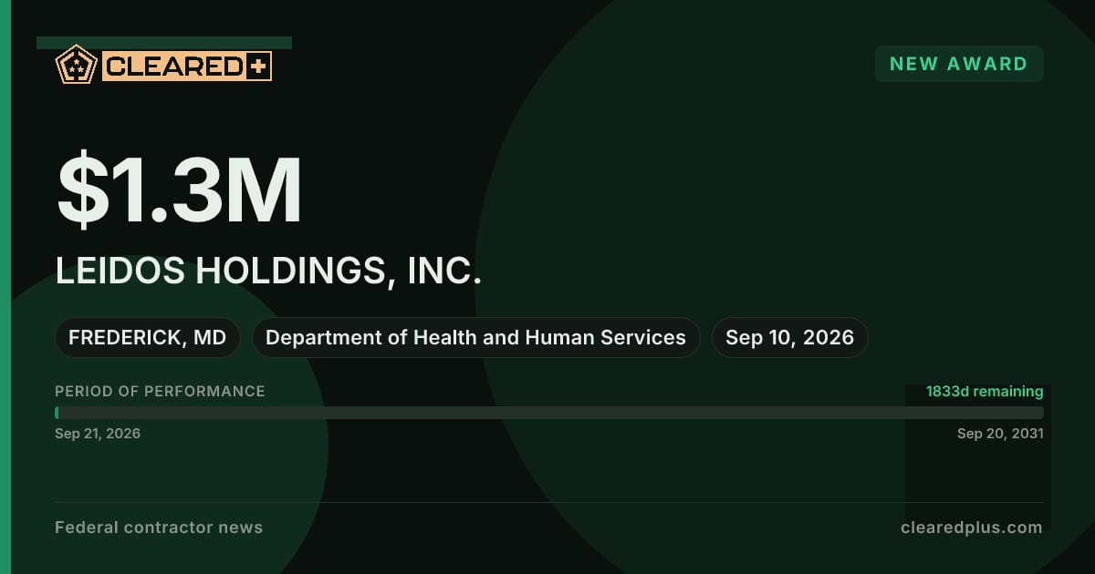 LEIDOS HOLDINGS, INC. has been awarded a new contract graphic
