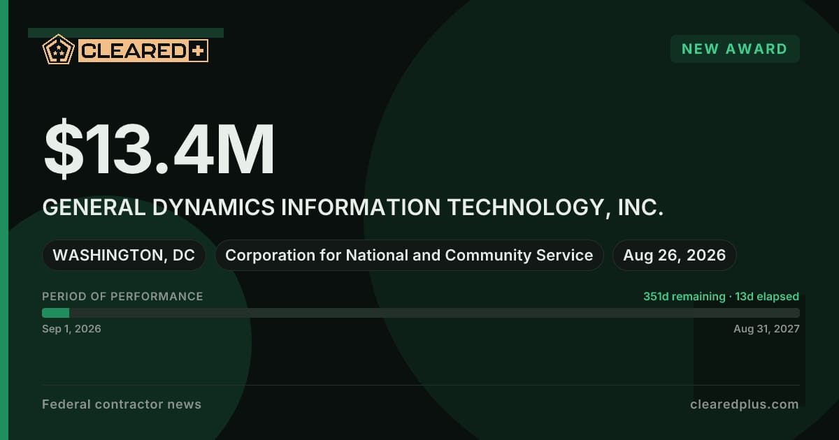 General Dynamics Information Technology, Inc. has received a new award graphic