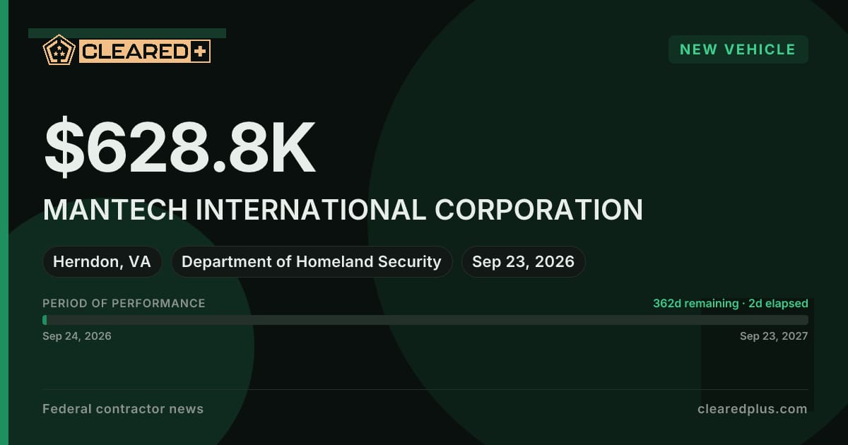 MANTECH INTERNATIONAL CORPORATION received a new vehicle from the Department of Homeland Security graphic