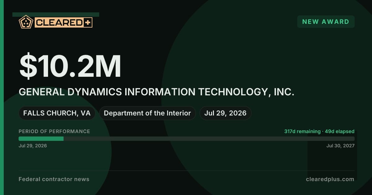 General Dynamics Information Technology, Inc. has been awarded a new contract graphic