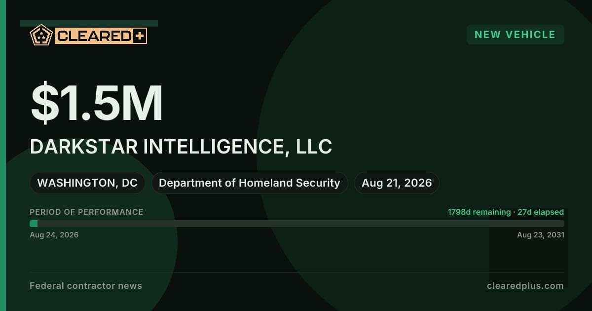 DARKSTAR INTELLIGENCE, LLC has been awarded a new vehicle graphic