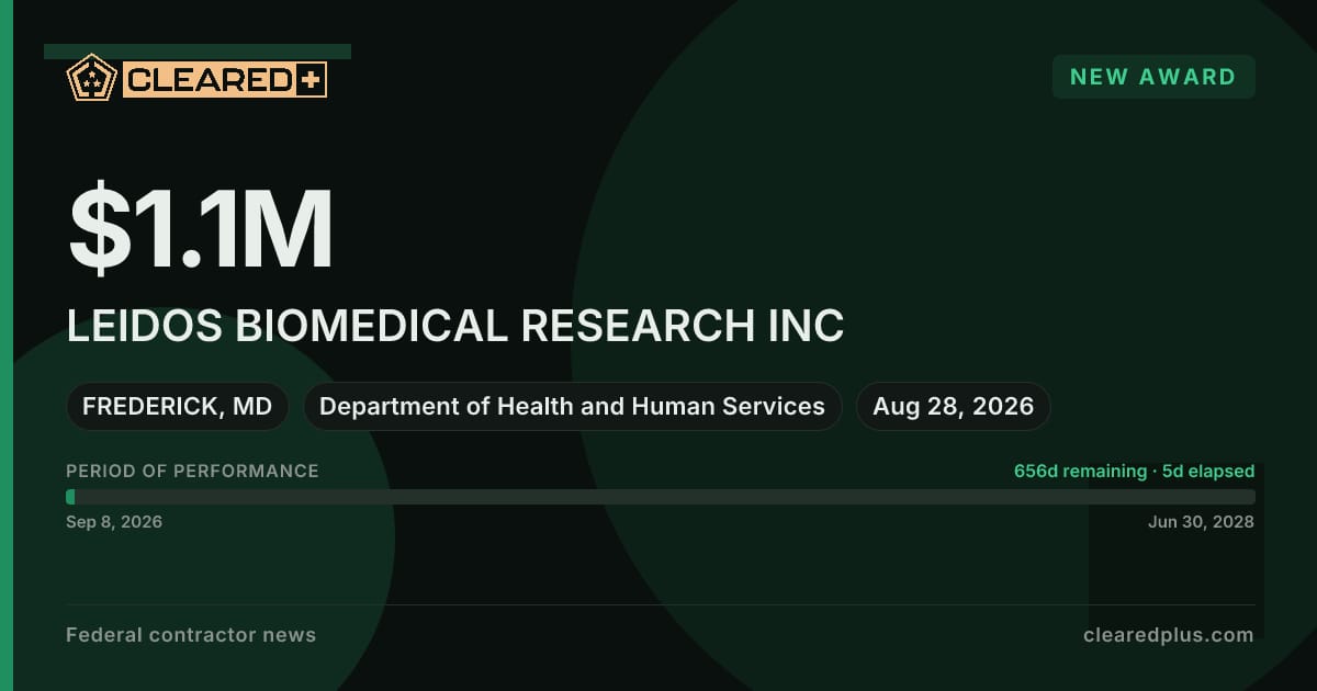 LEIDOS BIOMEDICAL RESEARCH INC received a new award graphic