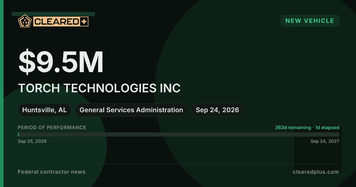 TORCH TECHNOLOGIES INC has been awarded a new vehicle by the General Services Administration graphic.