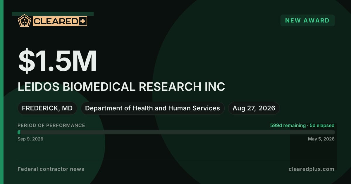 LEIDOS BIOMEDICAL RESEARCH INC has been awarded contract graphic