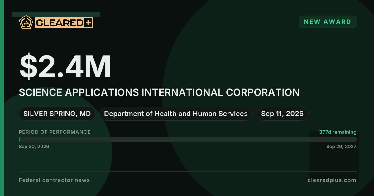Science Applications International Corporation has been awarded contract graphic