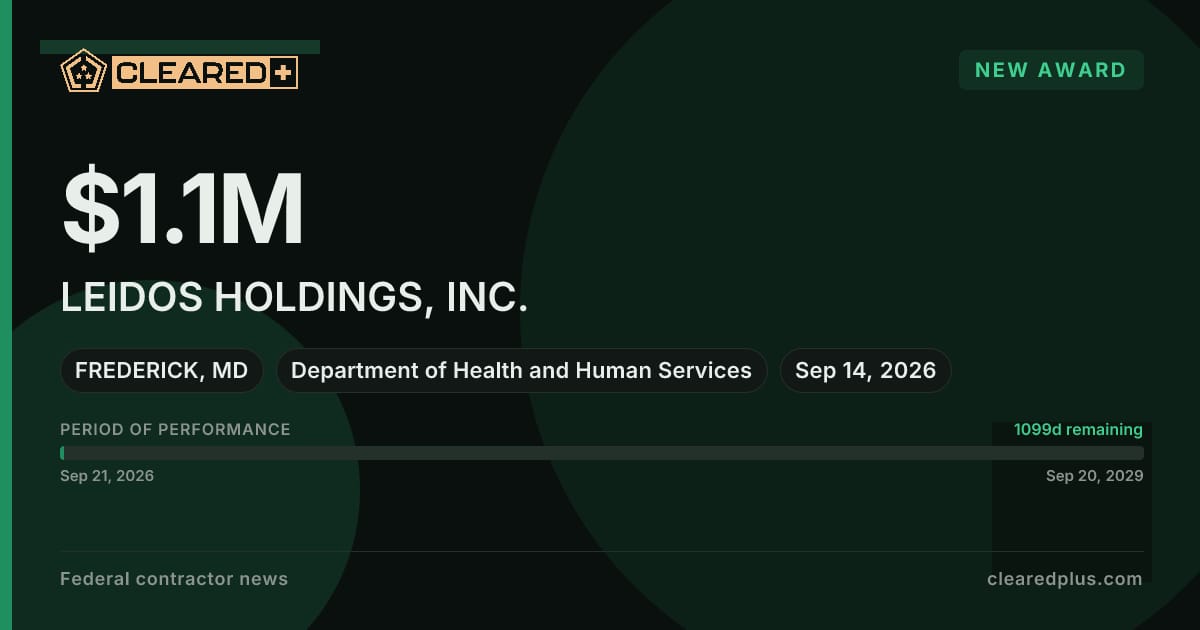 LEIDOS HOLDINGS, INC. has been awarded a new contract graphic